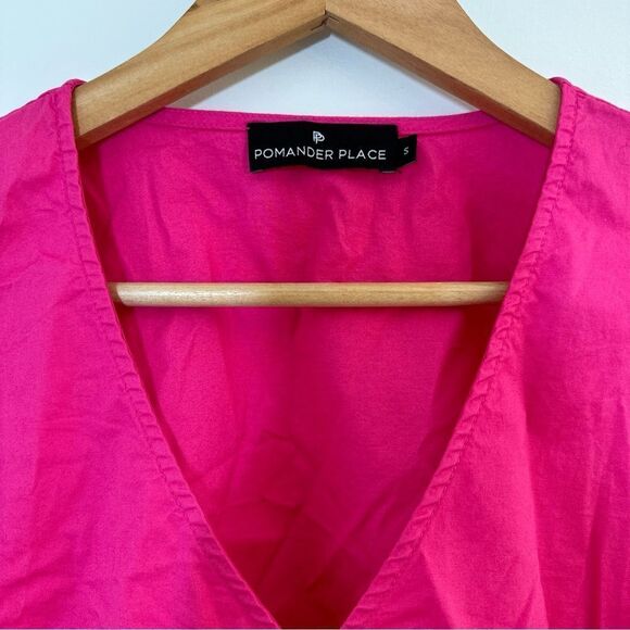 Tuckernuck Pomander Place Easton Poplin Long Sleeve Blouse Pink Small Preppy - Picture 3 of 9